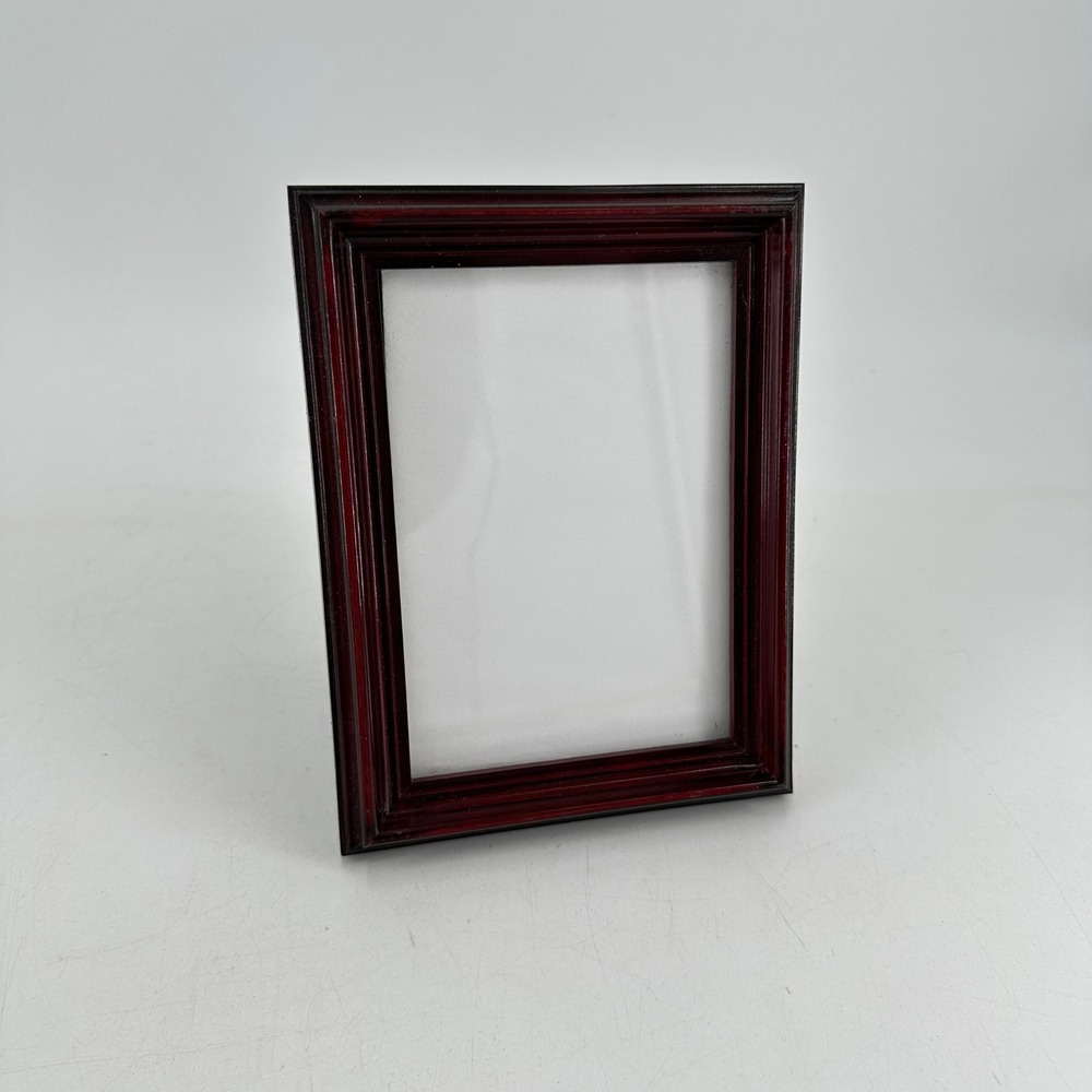 Mahogany Wood Picture Frame 5x7 Tiered Molding Tabletop Wall Mount Red Brown